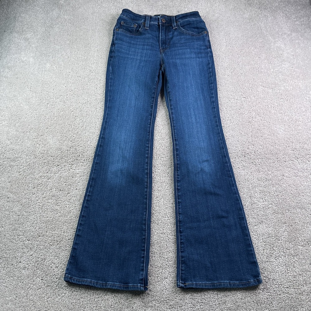 Levis Jeans Womens 26 Blue 726 Mid Rise Flare Medium Wash Stretch Denim Retro